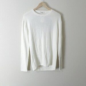 L'AGENCE Cream White Knit Sweater with Black Lace Back Cutout Detail